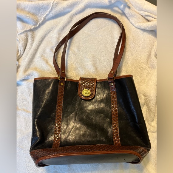 Vintage Brahmin Tote Bag in black and brown leather - Picture 3 of 13